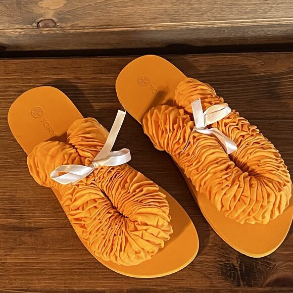 Tory Burch The Yo-Yo Squash Orange Flip-Flops Sandals Size 7 Women’s - Picture 10 of 10